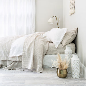 Everything Bed Linen Set - Arctic White + Desert Stripe