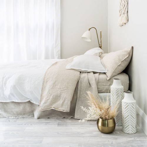 Everything Bed Linen Set - Arctic White + Desert Stripe